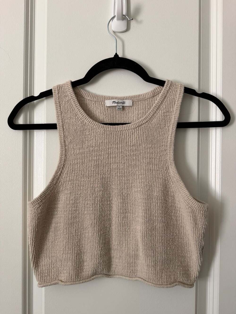Madewell Ribbed Knit Tank Top Size S Beige Cotton